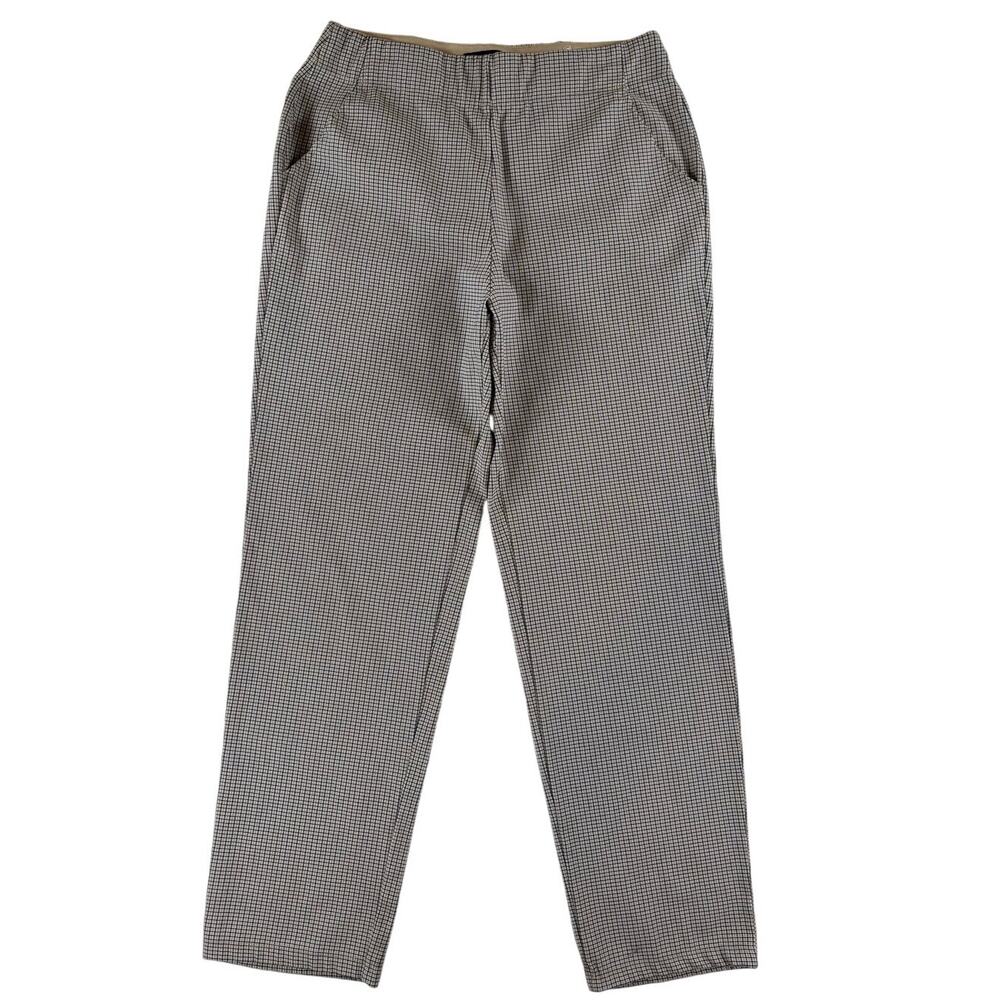 Max Edition Womens Dress Pants Trousers - Black Tan Plaid / Glen  - Large
